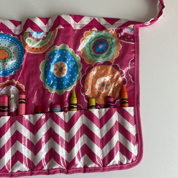 Kids Apron Crafty Mini Arts & Crafts - Pink Floral Belt Crayon Marker Holder - Picture 2 of 5
